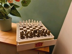 Vintage Swedish Chess Game Set Modernist Style Reclaimed Hard Plastic Patented