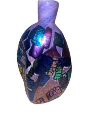 Bruce Freund ❤️ Signed Studio Dichroic Art Glass Purple Perfume Bottle 7”