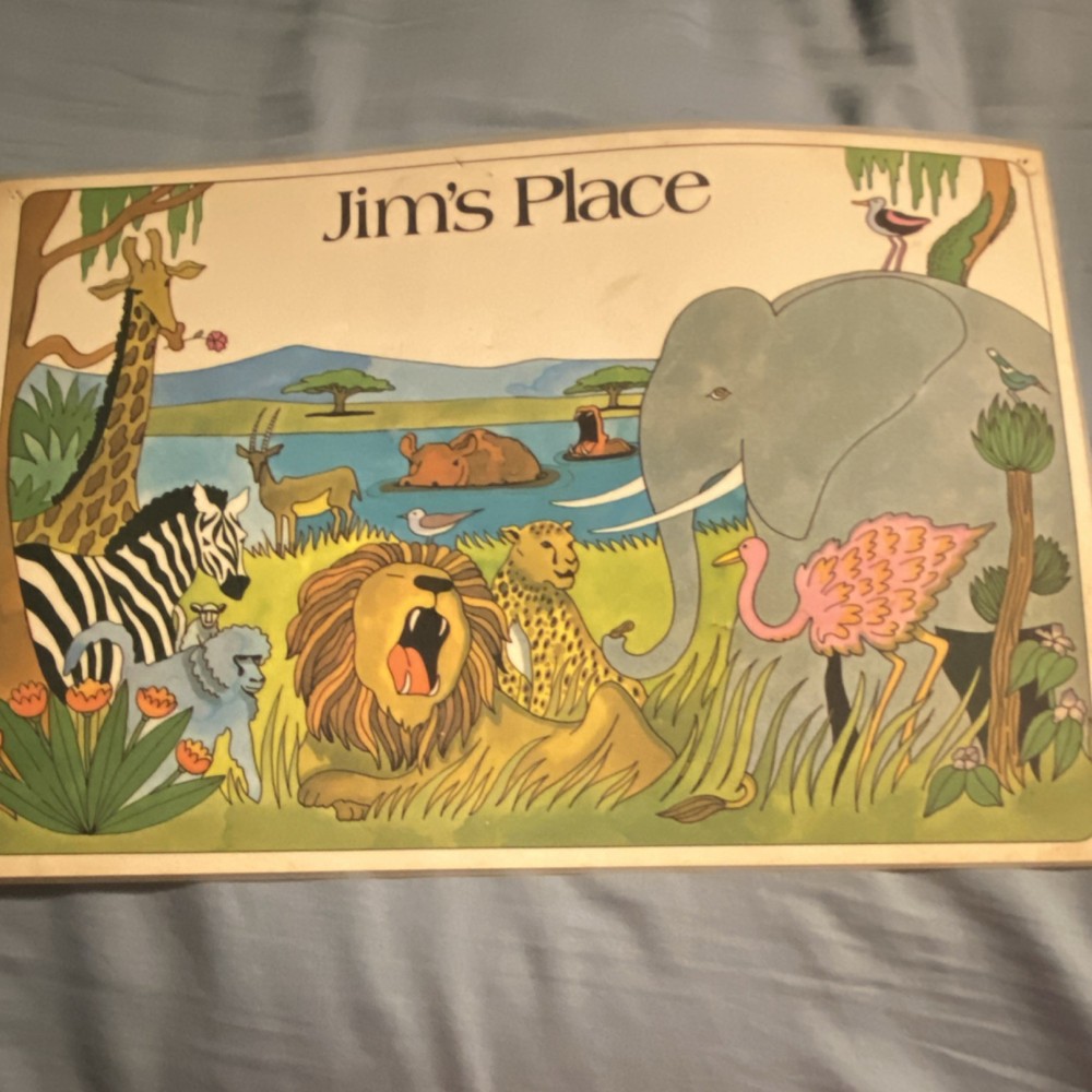 Russ Berrie Jim’s Place Safari Animal Cartoon Print 1975 Paper USA Unframed
