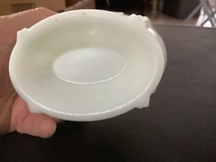 Small White Oval Glass Unbranded Dish with Cherry’s and Grapes on it