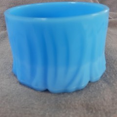 Fenton Hobnail Opalescent Cream Sugar + Akro Agate Blue Milkglass Vtg Lot Of 3