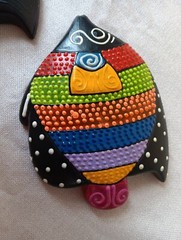 Brazilian Painted Decorative Fish Wall Hangings From JERIARTE of Brazil Set Of 3