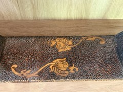 Tramp Art Pyrography Carved Portable Bookshelf Art Nouveau Victorian Style