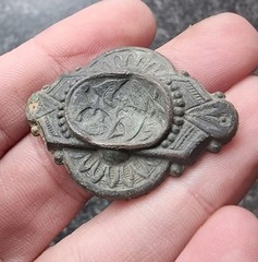Metal Detecting Find Brooch Georgian / Victorian Decorative Antique 38x28mm
