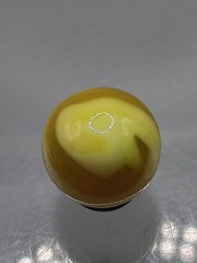.62″ Akro Yellow, White, Egg Yoke Wonky Corkscrew Marble- #CE147