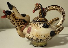 Somandla & Sthabiso signed 2009 Ardmore — rare upside-down giraffe teapot