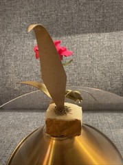 VTG Mid Century MODERN DEMOTT ROSE COPPER METAL SCULPTURE ON ONYX STONE
