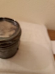 Rare 525 White Metal Container With Handle Detailed Design 4.5” Tall w/o Handle