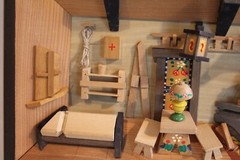 Vintage Wooden 3-D Diorama Kitchen Room Scene Picture Box Made in Germany