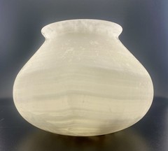 VTG MCM Handcarved Egyptian Translucent Alabaster Stone Pot / Bowl
