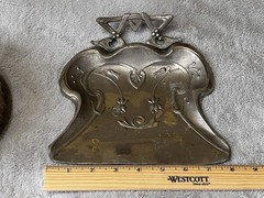 Antique Art Nouveau Brass Crumb Dustpan & Brush Set “Silent Butler” c.1900–1940