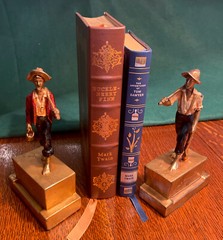 Antique Mark Twain’s Riverboat Rapscallions Tom&Huck Armor Bronze Clad Bookends