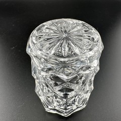Fostoria American Cube Clear Glass Toothpick Holder Manganese Glow Vintage