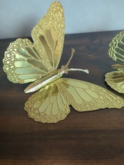 Set Of 3 Home Interiors & Gifts Gold Metal Butterflies Wall Decor Made In USA