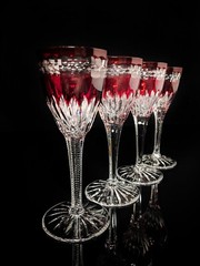 Faberge Na Zdorovye Cordial Liqueur Red Glasses NIB