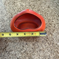 VINTAGE CORONET CZECHOSLOVAKIA ART POTTERY BRIDES BASKET Orange w/Black Trim