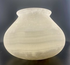 VTG MCM Handcarved Egyptian Translucent Alabaster Stone Pot / Bowl