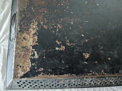 Old Vintage Hand Painted Tole Tray Floral Tin Roses Metal Shabby Farmhouse Black