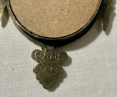 Vtg Brass Victorian Edwardian Oval 4 Framed Mirror Little Girl Prayer Play Italy