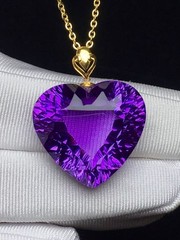 Natural Amethyst Quartz Purple Uruguay heart shape necklaces 18K