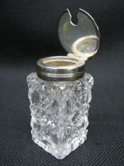 English Edwardian Mappin & Webb Silverplate & Cut Glass Cruet Set; Complete