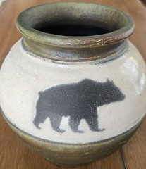 RAKU Pottery Three Bears Signed JEREMY DILLER Beautiful Colors Unique