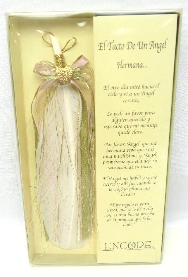 Encore El Tacto De Un Angel Poem HERMANA Sister Feather Ornament Meaningful Gift