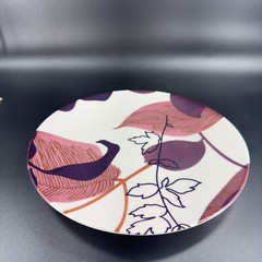 POTTERY BARN Graphic Harvest Ceramic Dish Plate Made In Brazil Round New Set 4