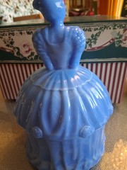 Akro Blue Slag Glass Lady