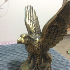 Large 7″ Bronze (?) Eagle Trophy Figure Statue Sculpture Cast Metal Display