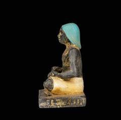 Authentic Ancient Egyptian Gilded Stone Seated Scribe Statue Figurine Rare BC