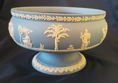 Wedgewood Jasperware Blue 8” Round Footed Imperial Bowl Mark 77