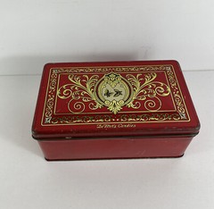 Rare Vintage Tindeco DeMets English Toffee, Bright Red Art Deco Butterfly Tin