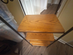 LONGABERGER WROUGHT IRON 5 TIER STAND SHELF w/ 5 WOOD SHELVES (BEAUTIFUL COND)