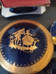 Limoges Castel French Porcelain Blue & gold Collection 10 Piece Set Miniature