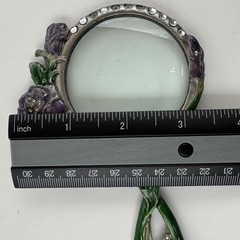 Art Nouveau Style Handheld Magnifying Glass Floral Rhinestone Enamel Rose Decor