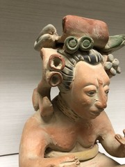Antique Pre-Columbian Maya Mexican Red Clay Terracotta Pottery Figurine 9”
