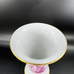 1975 Hochst German Vase Magenta House Church with Gold Trim Germany Porcelain
