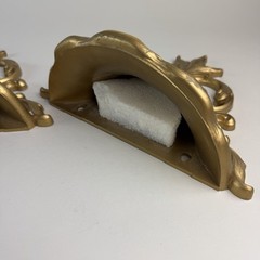 Vintage 1962 Set of 2 Homco Gold Plastic Fleur de Lis Wall Pockets Planters 4446