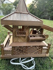 Traditional Intricate Asian/Doll Model house made of bamboo – has light inside