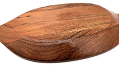 Carved Wood Leaf Tray Stem Handle Nice Grain