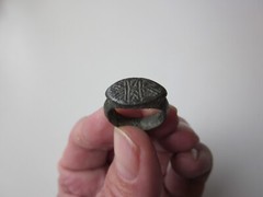 unique ancient Viking engraved relief massive bronze ring .IX – X AD.