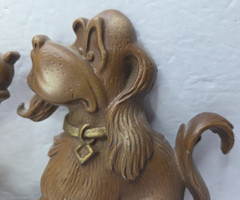 Vtg Sexton Cast Metal Bathroom Wall Plaque Boy Dog Spot 1976 USA Wall Hanger