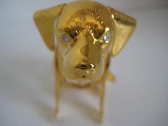 KG & Co. Gold Plated Yellow Lab Dog Swarvoski Crystals 3 in.