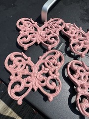 Vintage HOMCO Set of 2 Butterflies Mauve Pink Rattan Butterfly Wall Art Decor