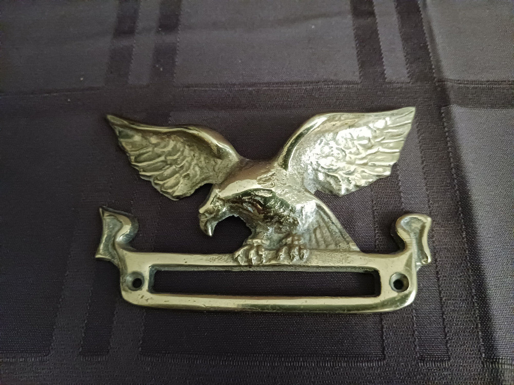 Vintage Brass Eagle Guard Mounting Frame Mail Slot 716 E Edwardian Rare