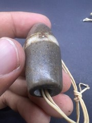 ANCIENT STONE BEAD- ANCIENT BLACK AND WHITE BANDED JASPER AFGHANISTAN BEAD