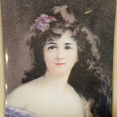 Asti Glass Pin Vanity Ring Dish Small Tray Edwardian Victorian Woman Portrait