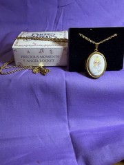 Precious Moments Gold Oval Angel Locket Necklace “Someone To Watch Over Me”