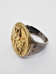 300 BC Ancient Roman Greek High Carat GOLD Silver Ring Erotic Motive Artifact